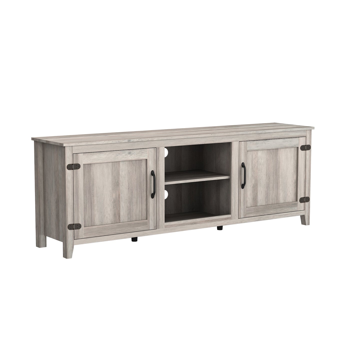 Grey Walnut TV Stand Storage Media Console with Two Doors