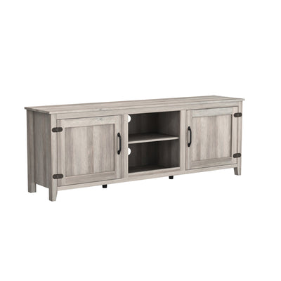 Grey Walnut TV Stand Storage Media Console with Two Doors