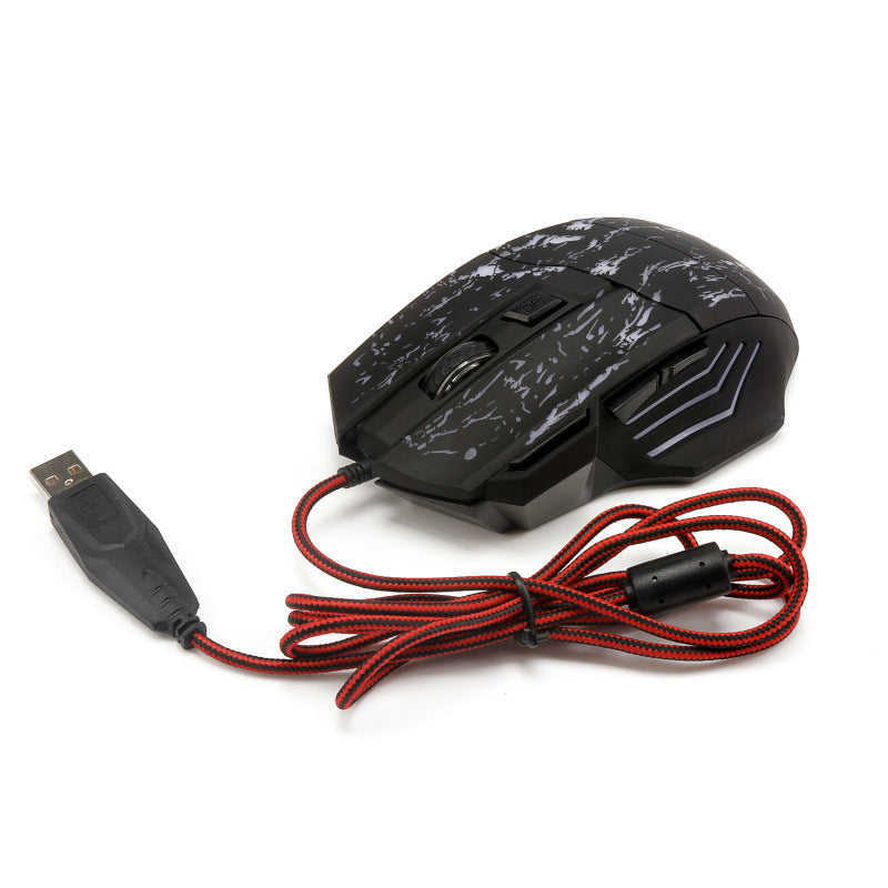 HXSJ Flow Crack Gaming Mouse - Óptico 7D con Luces Coloridas