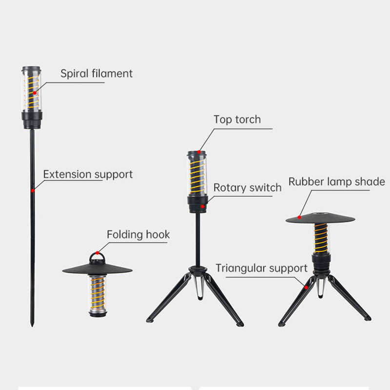 Lampe de camping portable pour extérieur avec trépied