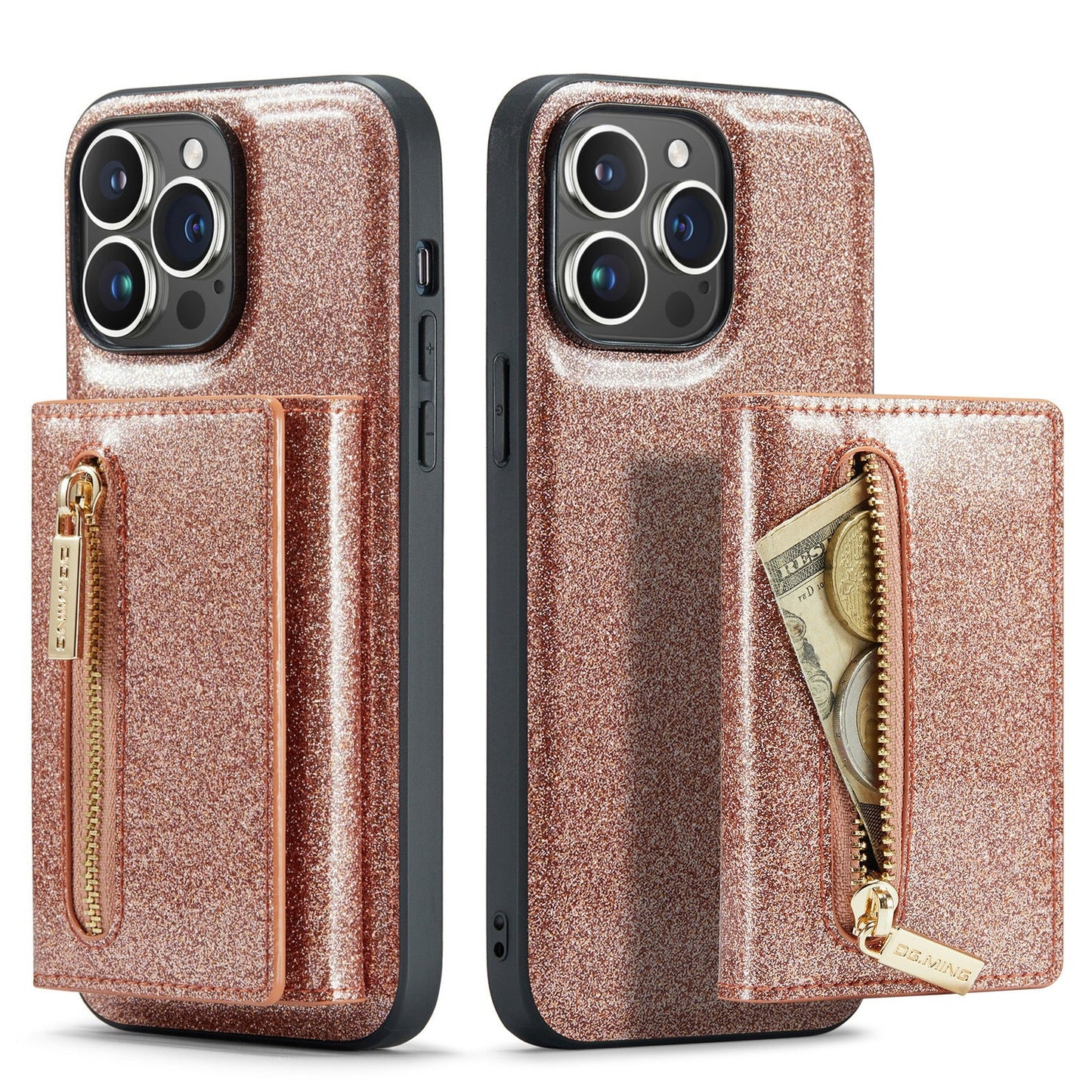Coque de protection portefeuille M3 Glitter pour iPhone 14 Pro Max
