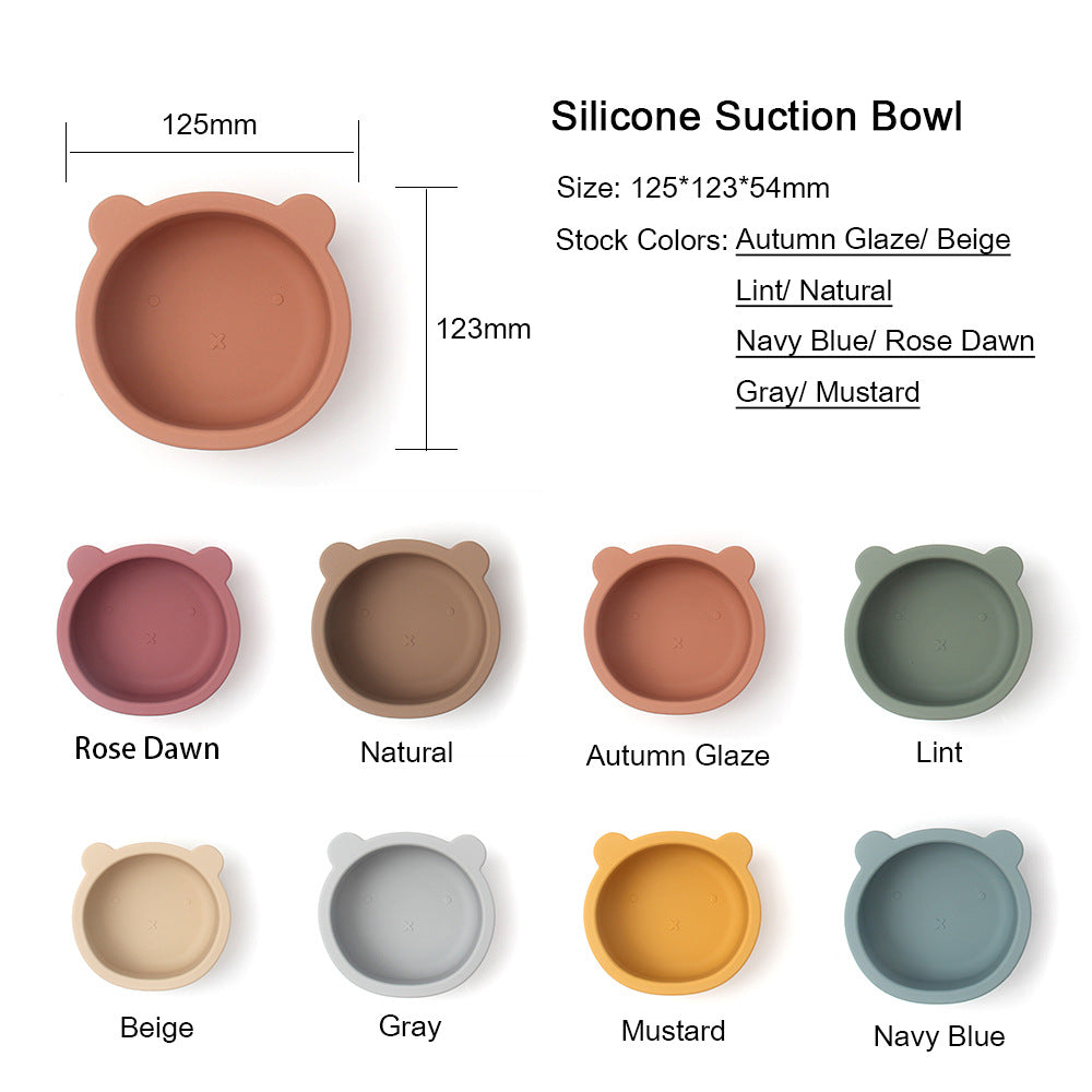 Children's tableware baby bowl children's silicone suction cup bowl bear food supplement bowl - Korvel
