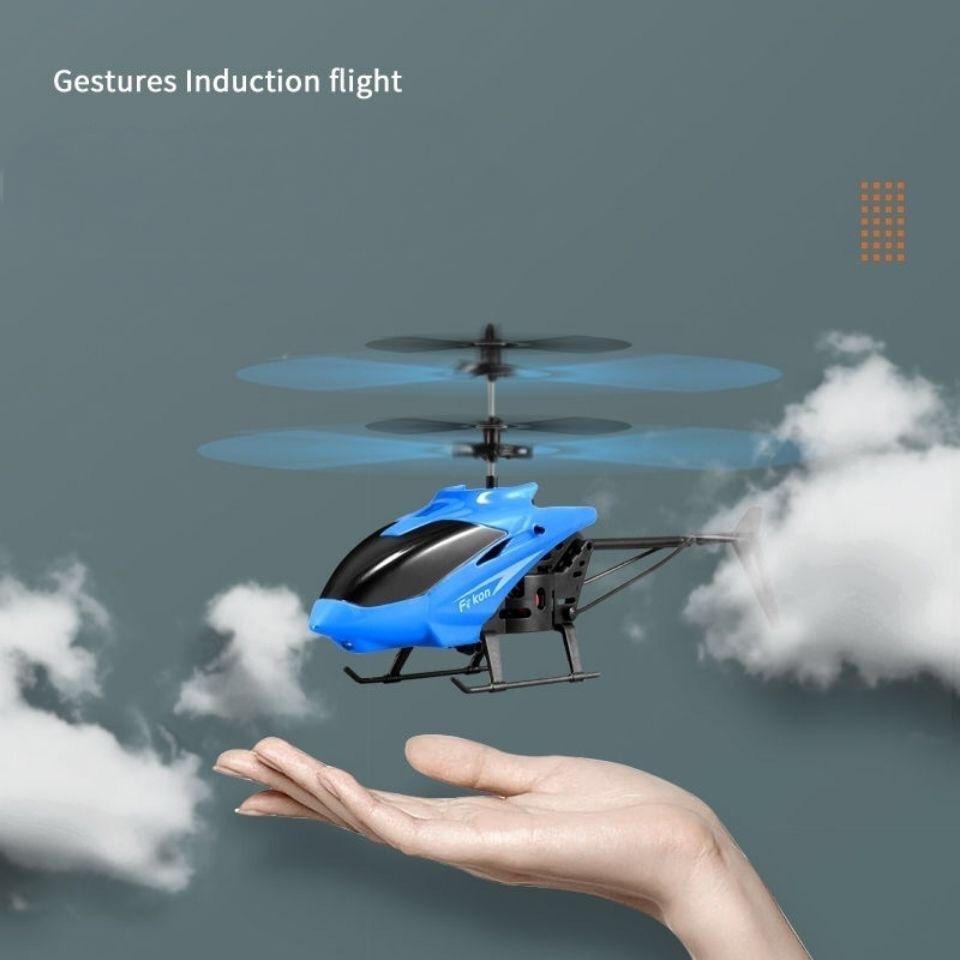 Remote controlled aircraft induction suspended two-way helicopter, drop resistant and playable, rechargeable flying stall toy with lights - Korvel