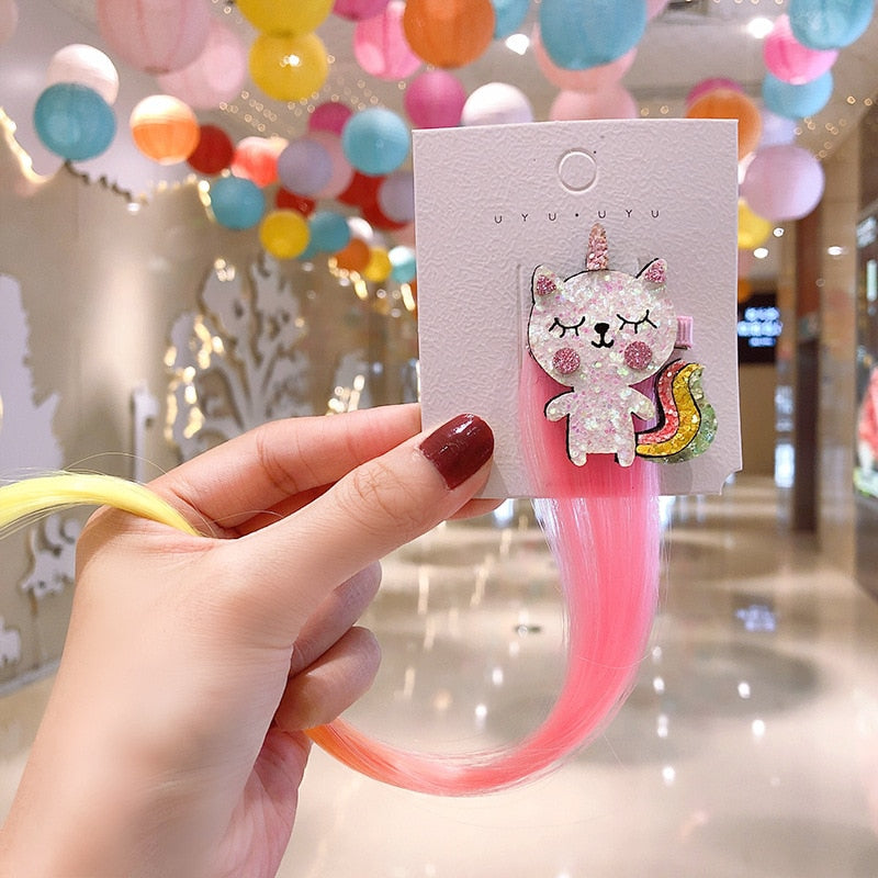 Sweet Colorful Hairpin Lovely Children Girls Hairclip Kids Cute Barrette Cartoon Extension Braider Rainbow Hair Accessories - Korvel