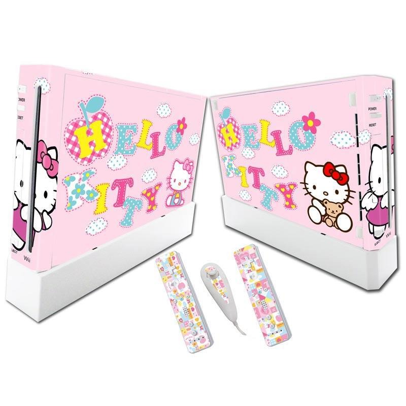 Stylish Wii Console Stickers - Hello Kitty & Pikachu Designs