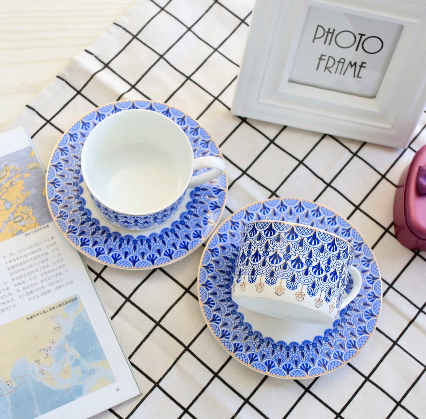 Fine Bone China Coffee Cup & Saucer - Russian Design