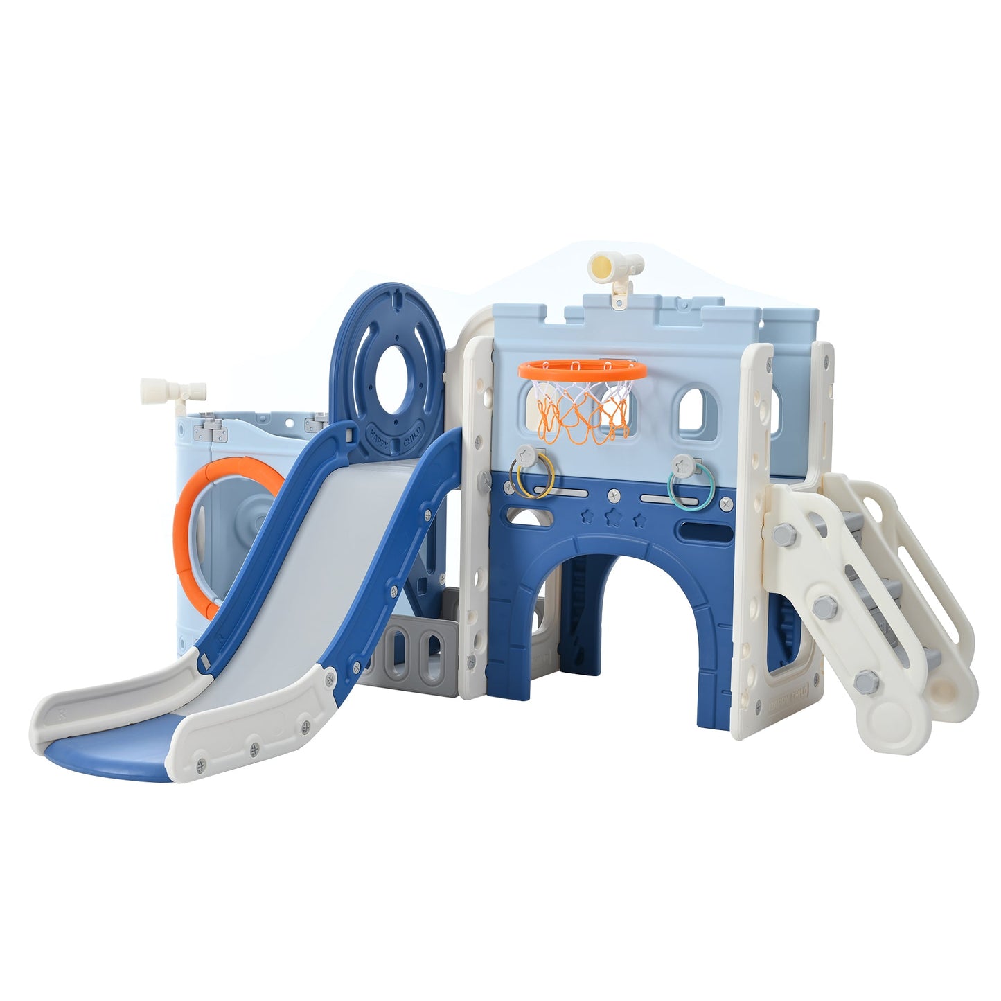 Toddler Pirate Ship Slide Set with Basketball Hoop