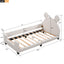 Twin Size Upholstered Daybed with Carton Ears Shaped Headboard White - Korvel