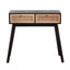 Side table with two real rattan drawers, solid wood table legs,can be used in the dining room, living room,bedroom - Korvel