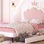 Twin Size Upholstered Princess Bed with Crown Headboard