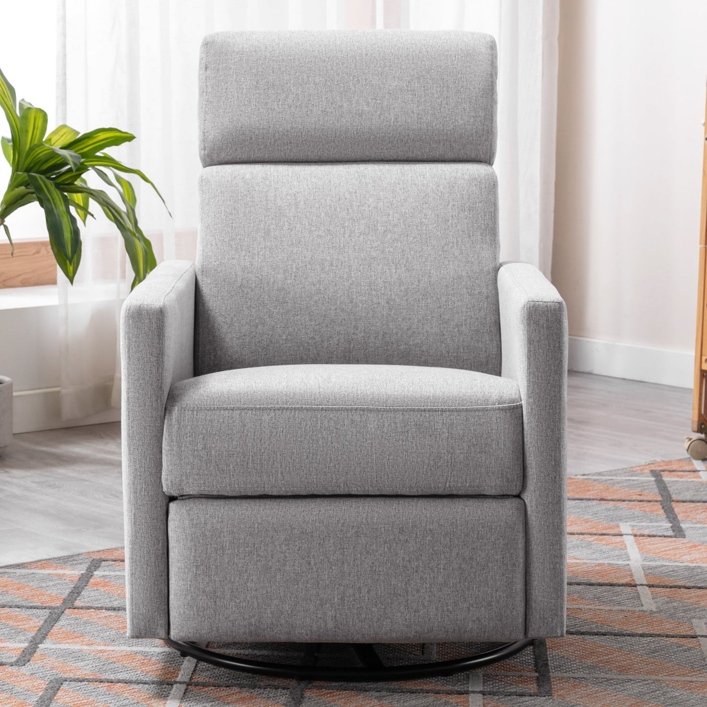 Chaise à bascule rembourrée moderne pour nursery - Gris