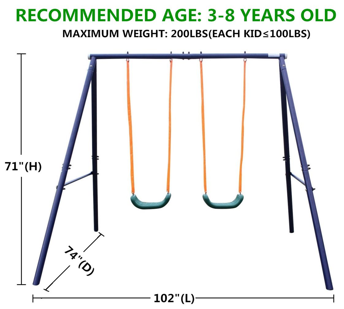 Two Station Swing Set for Children - Korvel