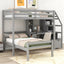 Cama loft tamaño twin con escalera de almacenamiento y escritorio - Gris