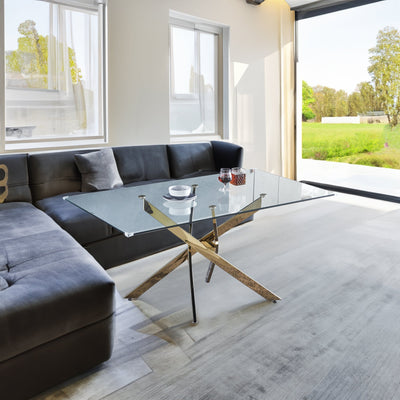 Modern Glass Dining Table with Chrome Base