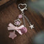 Elegant Bow Keychain with Pentagram and Glass Beads
