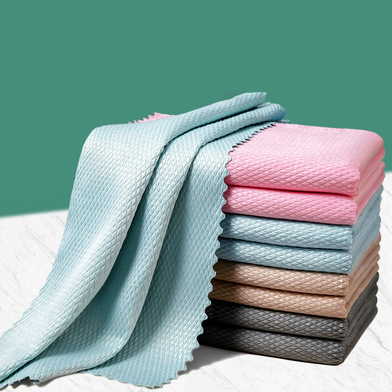 Fish Scale Rag Absorbs Water And Is Not Easy To Lose Hair Kitchen Dishcloth Wipes Glass Without Leaving Prints For Household Cleaning Fish Scale Cloth - Korvel