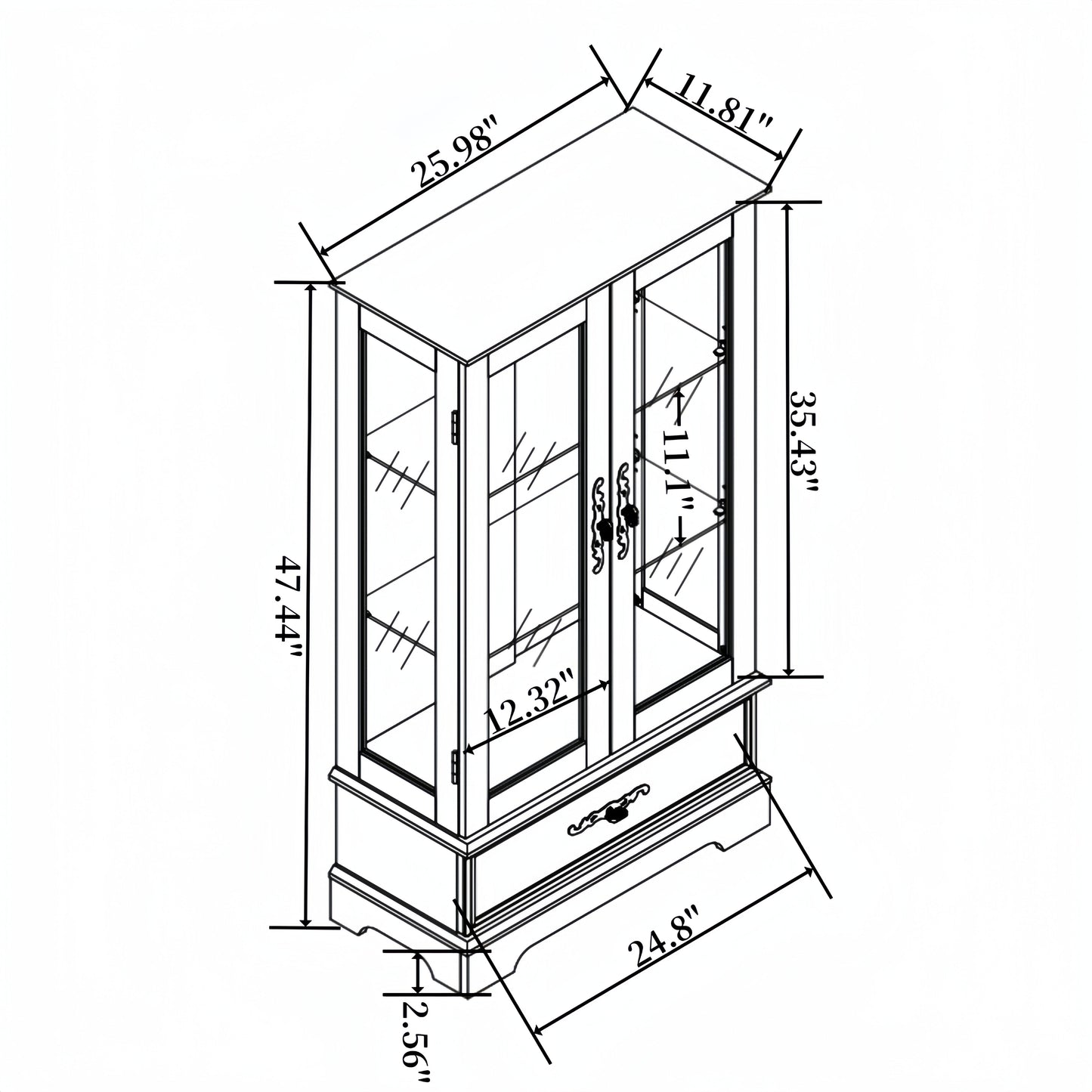 Elegant Lighted Curio Display Cabinet with Adjustable Shelves