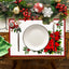 Christmas Red Flower Meal Mat Flower Pinecone Printed Table Mat Holiday Table Insulation Mat - Korvel