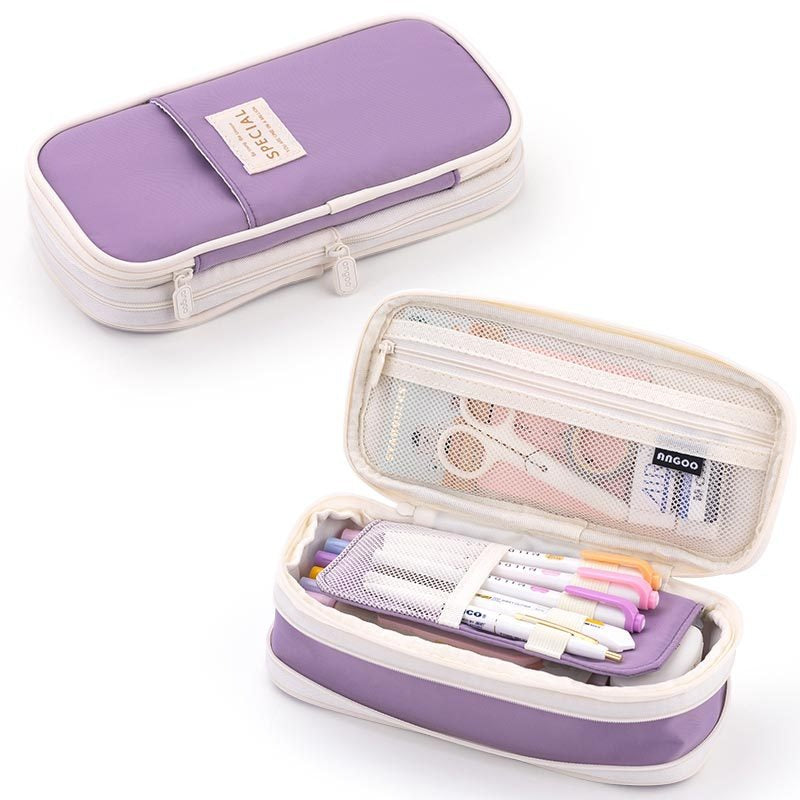 Macaron color block can transform into a large capacity upgraded pencil case stationery - Korvel