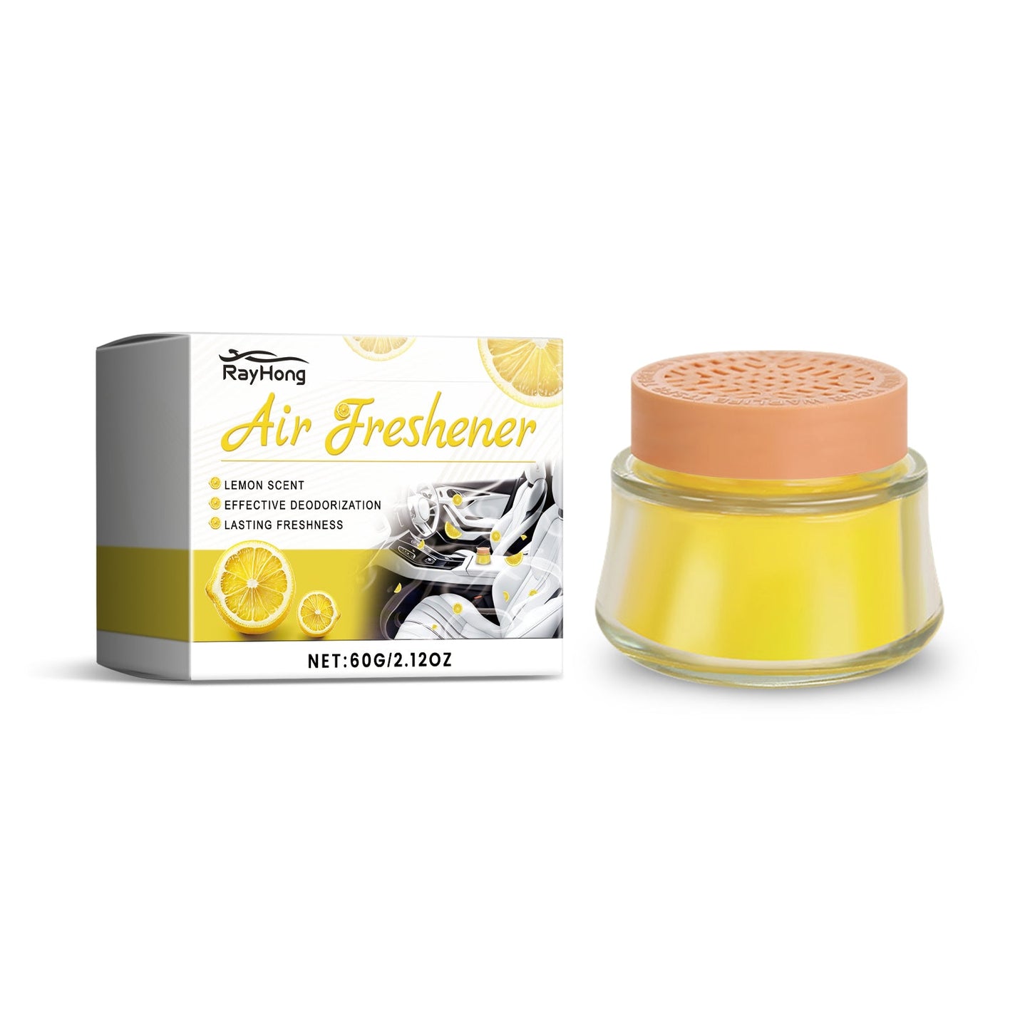 Lemon Fragrance Car Solid Balm, Car Air Fresh Light Fragrance Portable Car Balm - Korvel