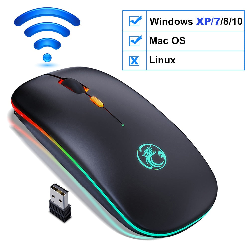Wireless Mouse Bluetooth RGB Rechargeable Mouse Wireless Computer Silent Mause LED Backlit Ergonomic Gaming Mouse For Laptop PC - Korvel