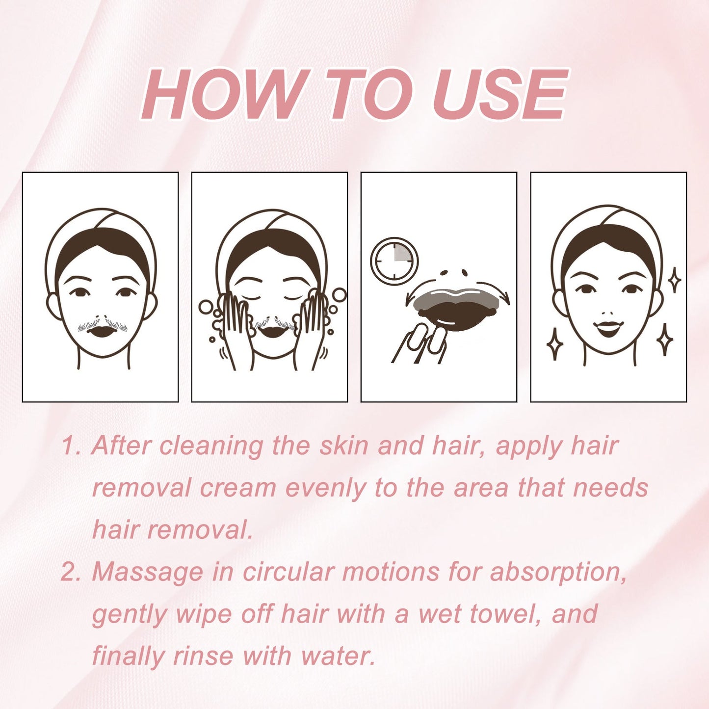 Ouhoe Peach Hair Removal Cream Gentle Non-Irritant Cleaning Ladies Facial Lip Hair Quick Hair Removal Cream - Korvel