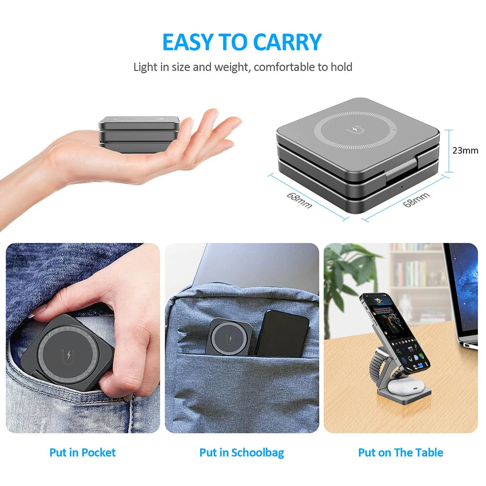 3-in-1 Foldable Magnetic Wireless Charging Station