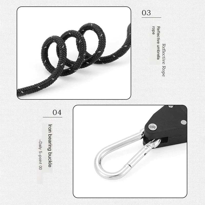 Camping Tent Tie Down Rope Tightener Fastening Pulley Ratchet Hangers Awning Rope Hook Canopy Buckle Rope Tightening Straps Tool - Korvel