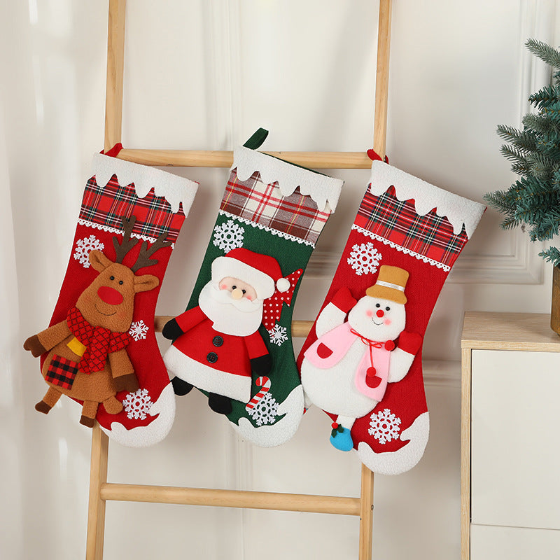 Christmas Day Decoration Cartoon Old Man Elk Snowman Window Decoration Cute Home Christmas Style Gift Bag Hanging Socks - Korvel