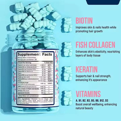 Gomme à mâcher au collagène premium avec biotine pour la croissance des cheveux