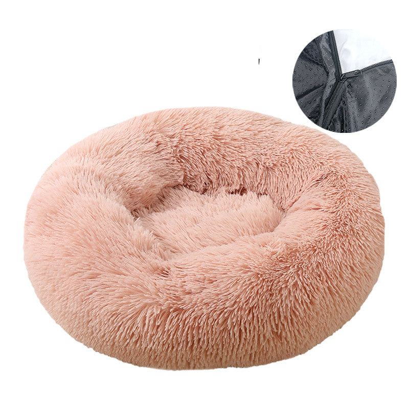 Dog bed, removable and washable round plush pet bed, cat bed, warm pet supplies, dog bed, pet bed, pet mat - Korvel