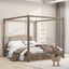 King Size Canopy Platform Bed with Headboard and Support Legs, Brown Wash - Korvel