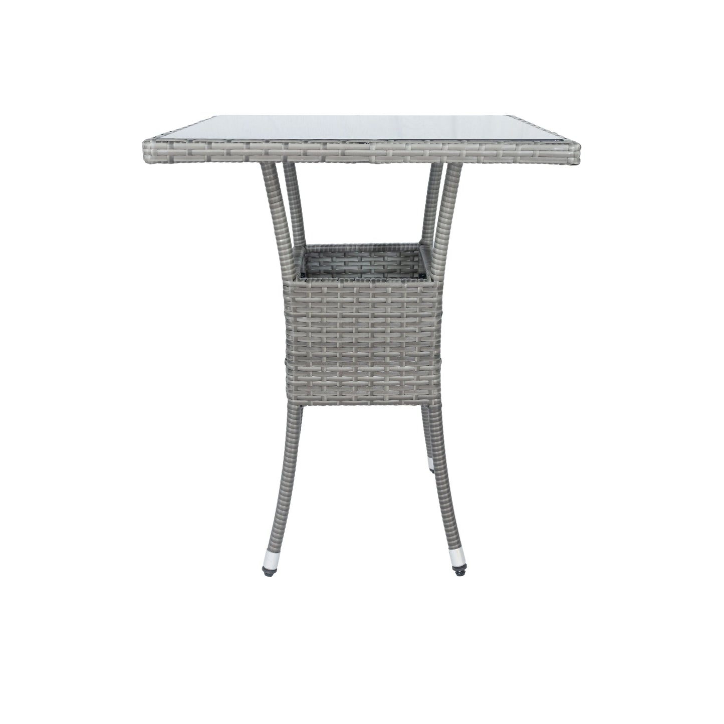3 Piece Patio Wicker Conversation Set Grey Wicker + white Cushion - Korvel