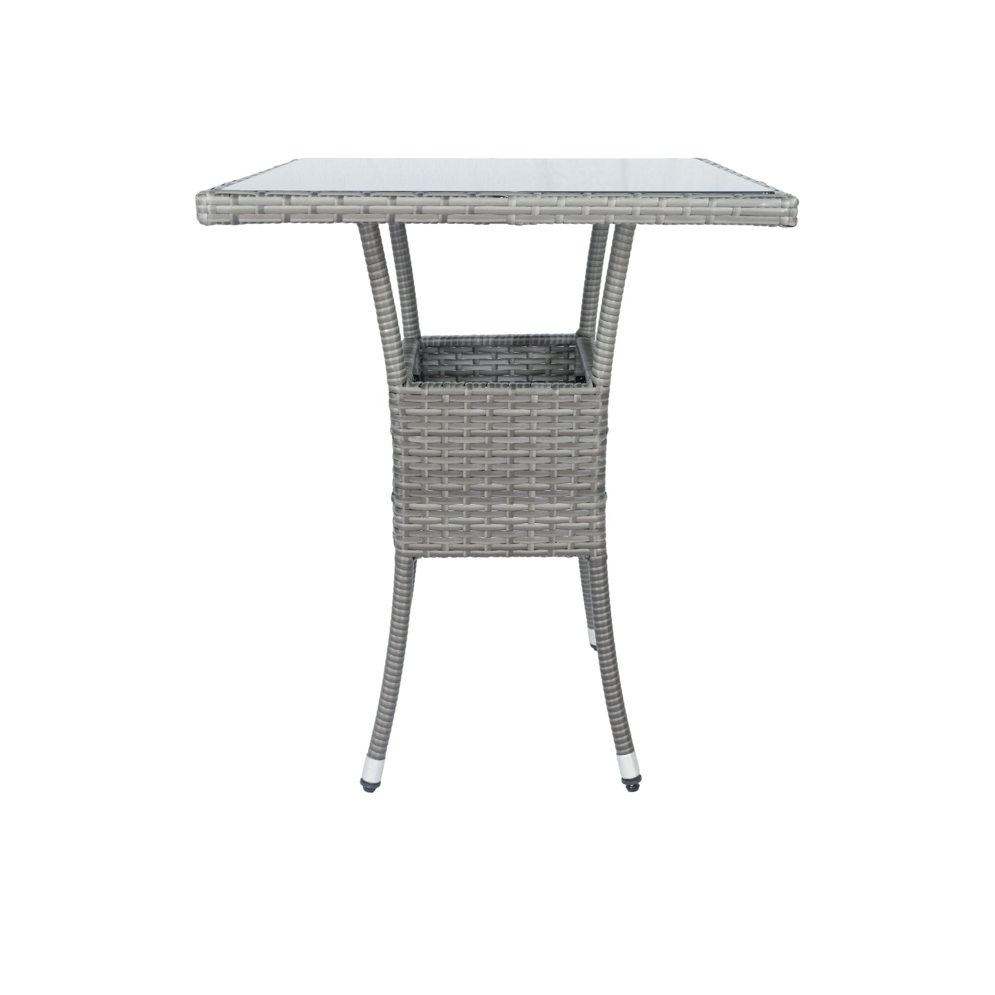 3 Piece Patio Wicker Conversation Set Grey Wicker + white Cushion - Korvel