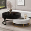 Tables basses empilables rondes modernes avec plateau relevable et tiroirs