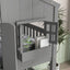 Twin over Twin House Bunk Bed with Roof , Window, Window Box, Door , with Safety Guardrails and Ladder, Grey - Korvel