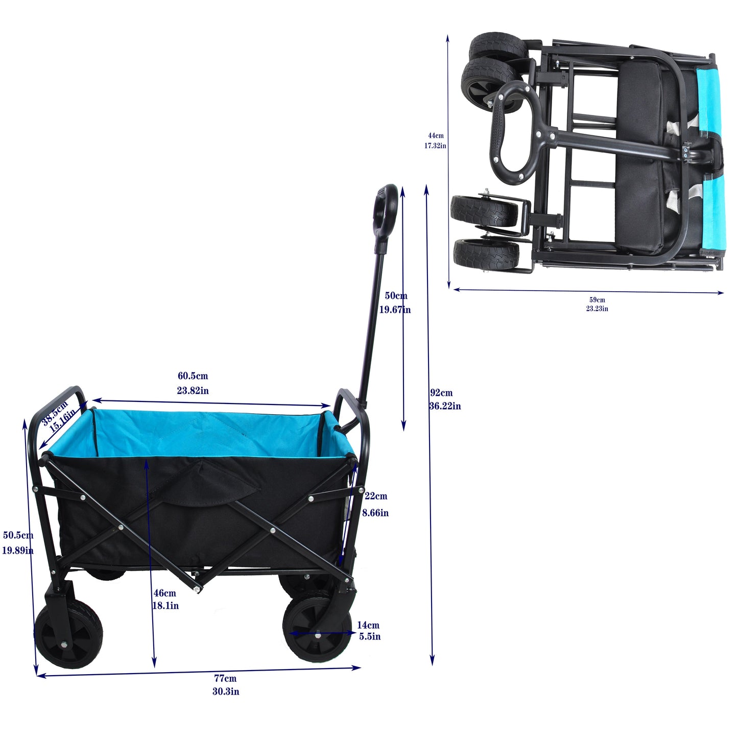 Folding Wagon Garden Shopping Beach Cart - Korvel