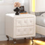 Elegant PU bedside table with 2 drawers and crystal handles, storage with metal legs - white - Korvel