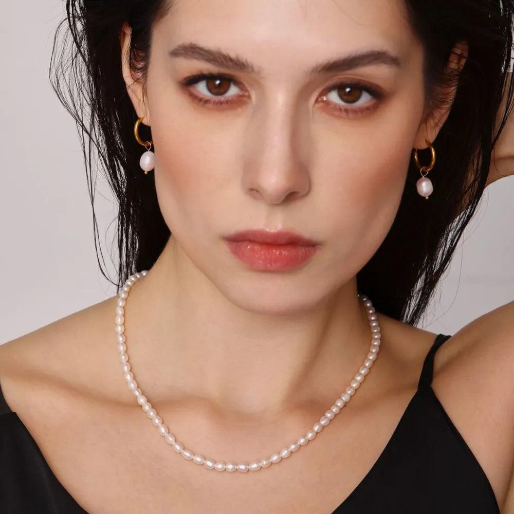 Pearl Necklace, Bracelet and Earrings 4-Piece Jewelry Set - Korvel
