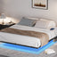 Floating Bed Frame King Size with LED Lights ＆ charging station, Metal Platform Queen Bed, 79.9'' L x 76.2'' W x 7.9'' H. - Korvel