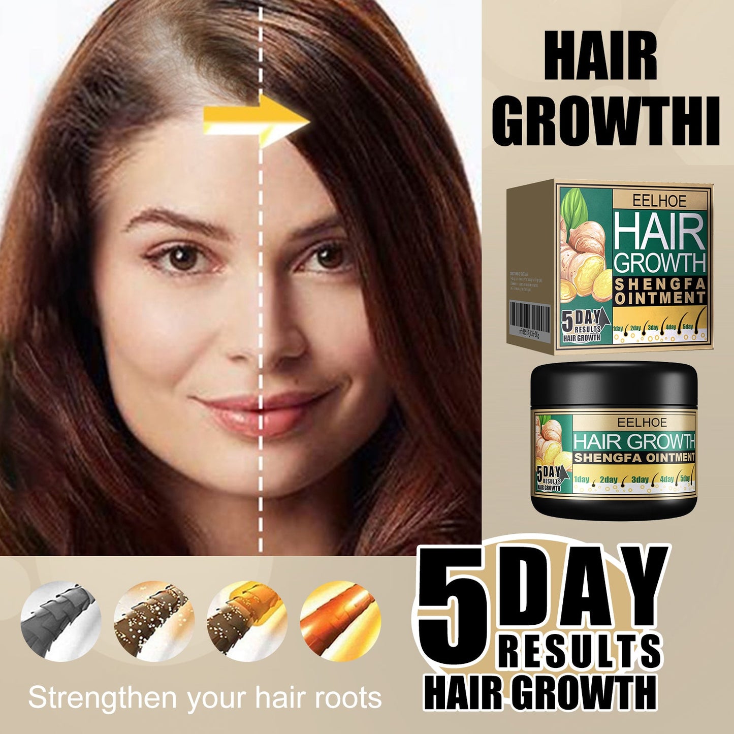 Ginger Hair Care Cream Nourishing, Soft, Nourishing And Repairing Dry Scalp Massage Cream - Korvel