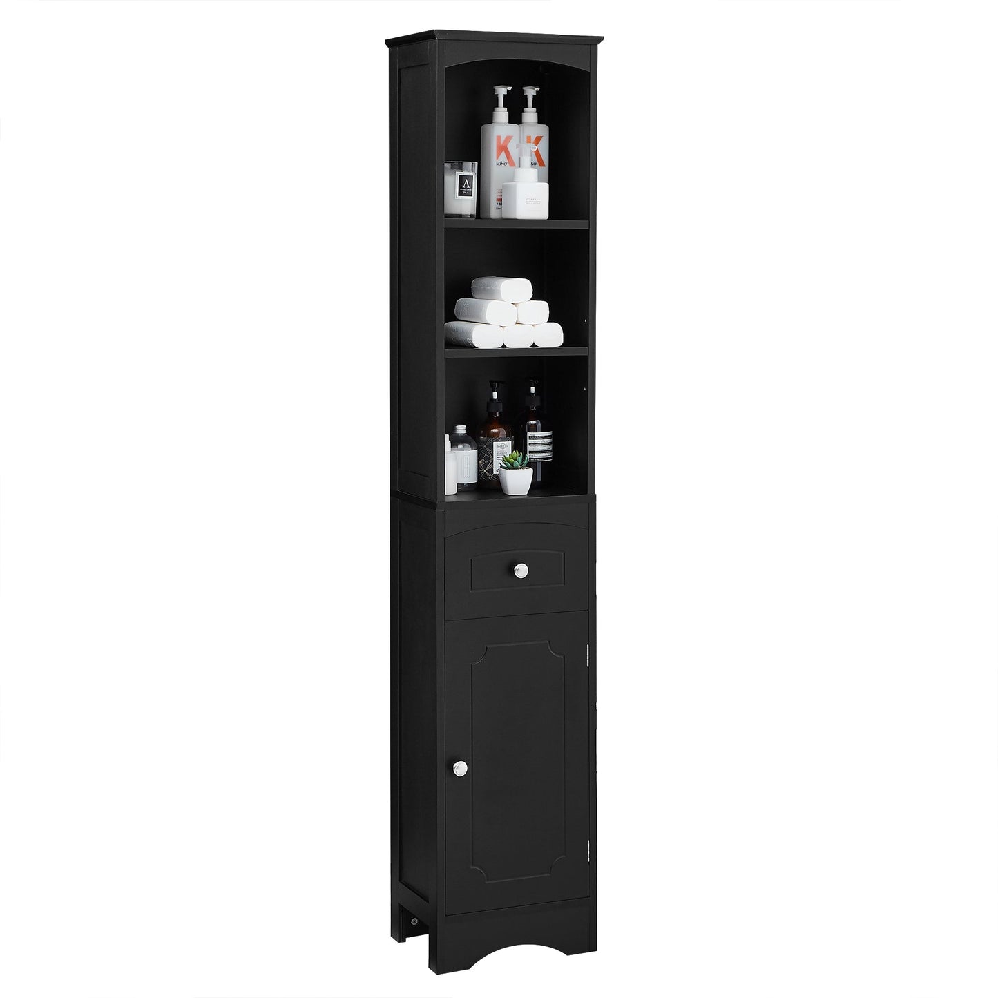 Armoire de Salle de Bain Élégante et Haute avec Étagère Réglable - Noir