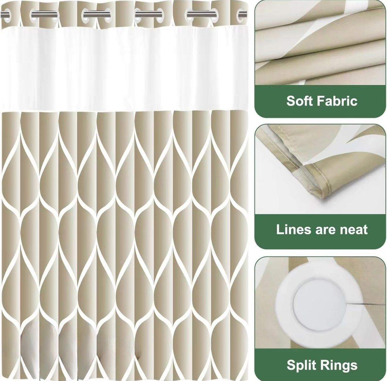 Cortina de Ducha GeoWave - Diseño Moderno y Fácil Cuidado
