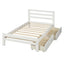 Wood platform bed with two drawers twin (white) - Korvel