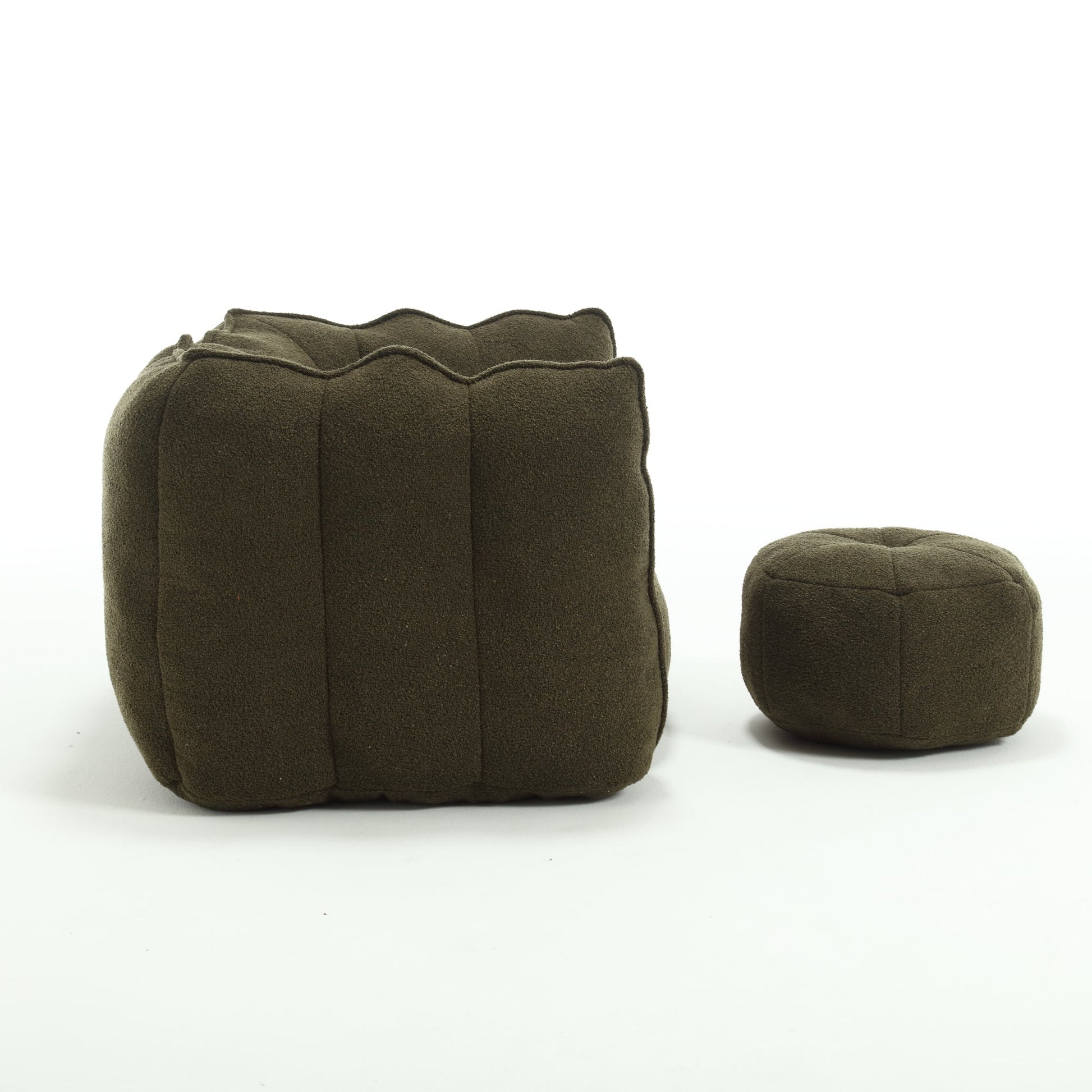 Soft Bean Bag Chair with High Resilient Foam(Chips)for living room and bedroom,Comfortable Square Lazy Sofa with Footstool - Korvel