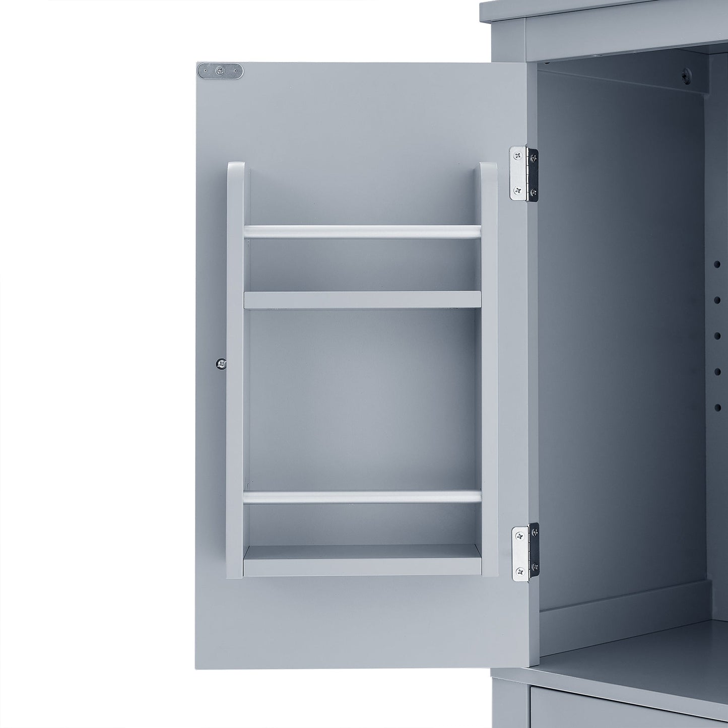 Bathroom floor storage cabinet, bathroom storage cabinet, 4-door independent cabinet, adjustable shelf, adaptive shelf, gray - Korvel