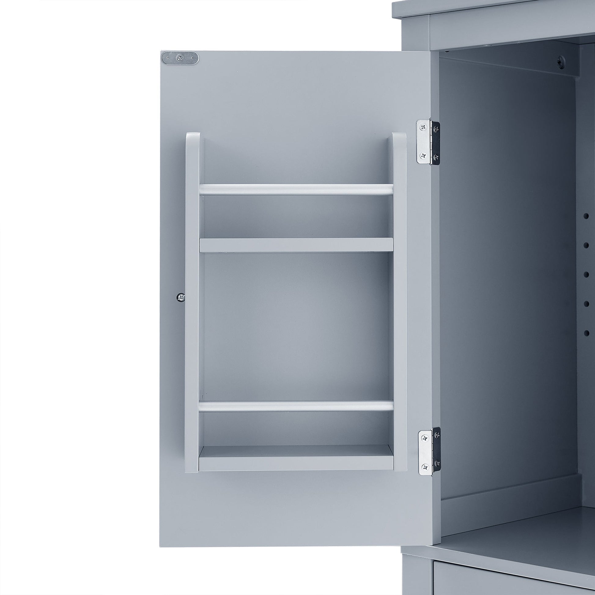 Bathroom floor storage cabinet, bathroom storage cabinet, 4-door independent cabinet, adjustable shelf, adaptive shelf, gray - Korvel