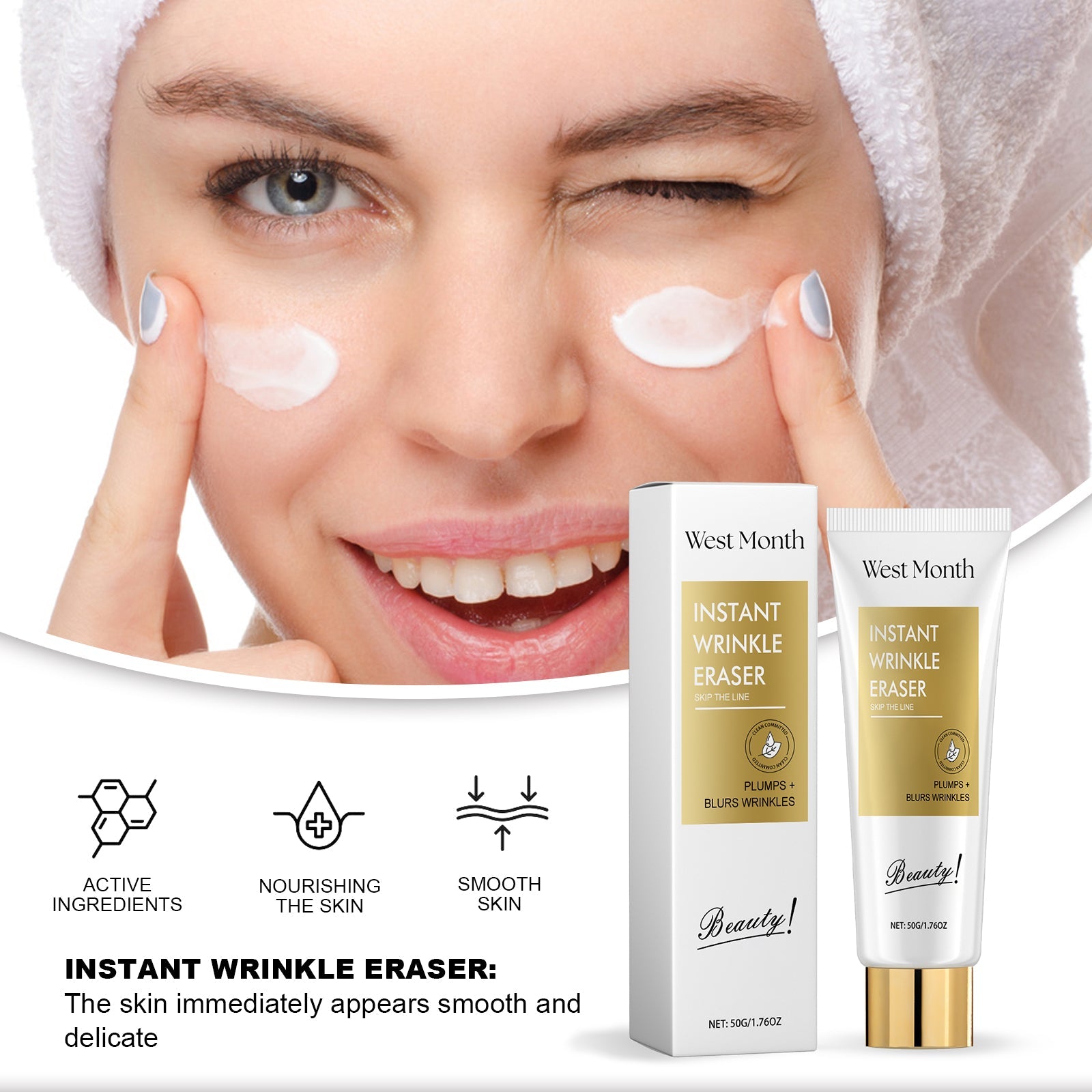 Instant Wrinkle Eraser, Fade Facial Wrinkle Moisturizing Nourishing Firming Haun White Skin - Korvel