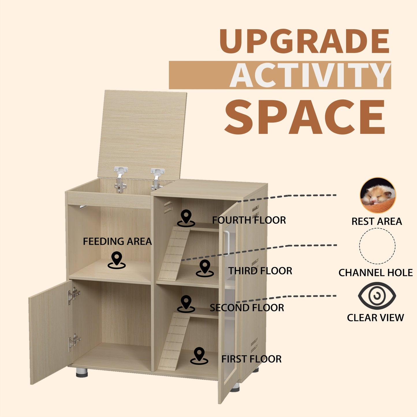 Premium 4-Tier Small Animal Cage with Storage and Openable Top