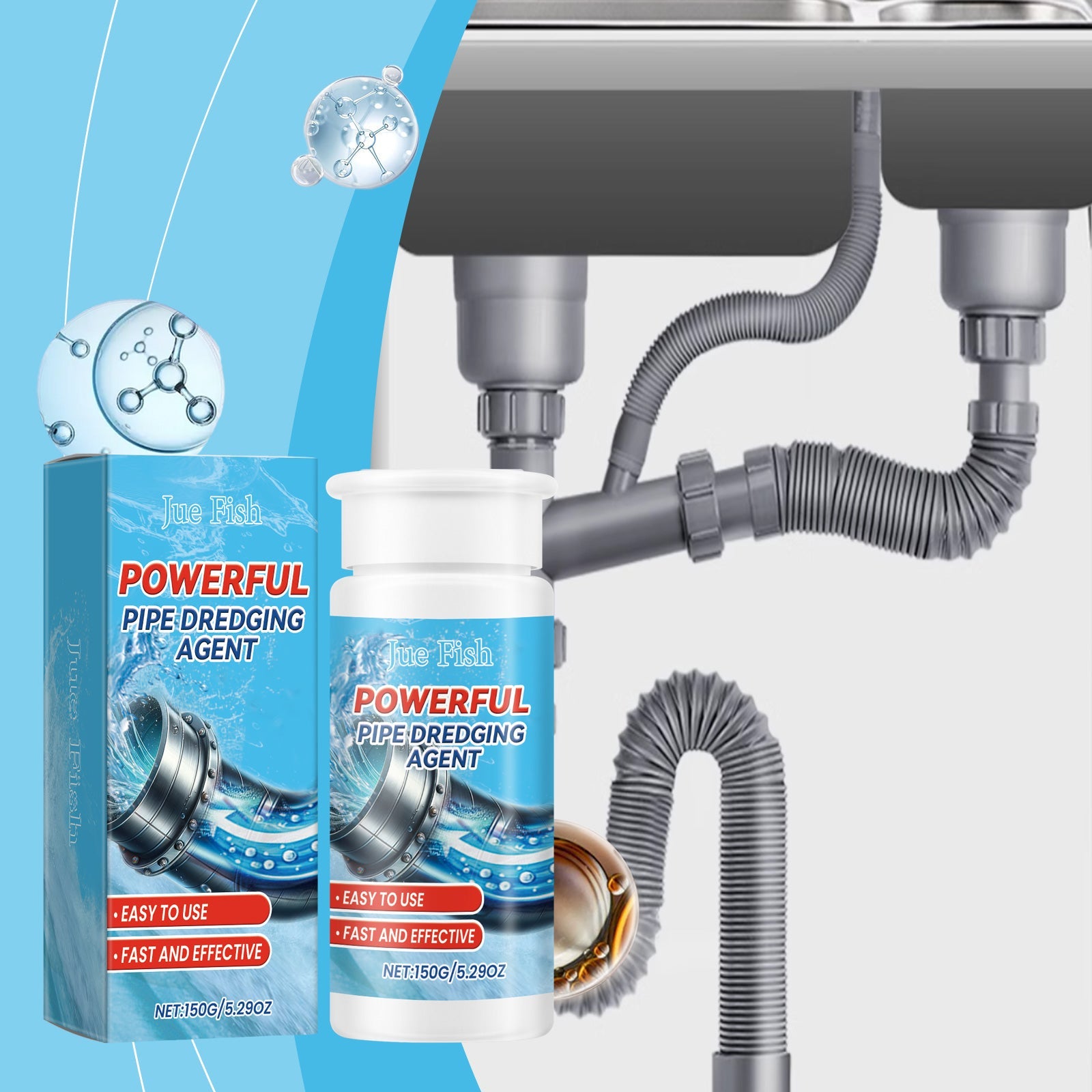 Pipe Dredge Agent Sink Drain Kitchen Toilet Pipe Quick Dredge Clean Decontaminate - Korvel